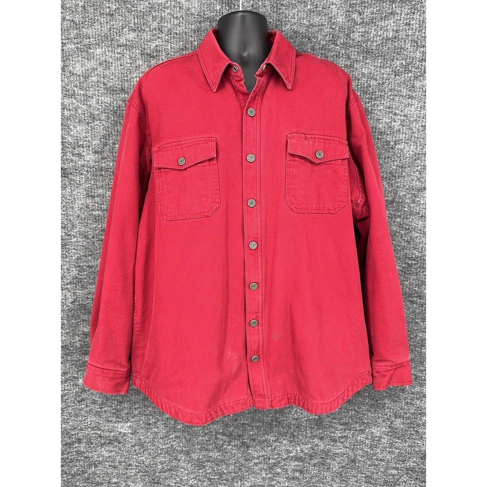 Duluth Hanger Bender Fire Hose Shirt Jacket Mens XL Red Lined Workwear Shacket